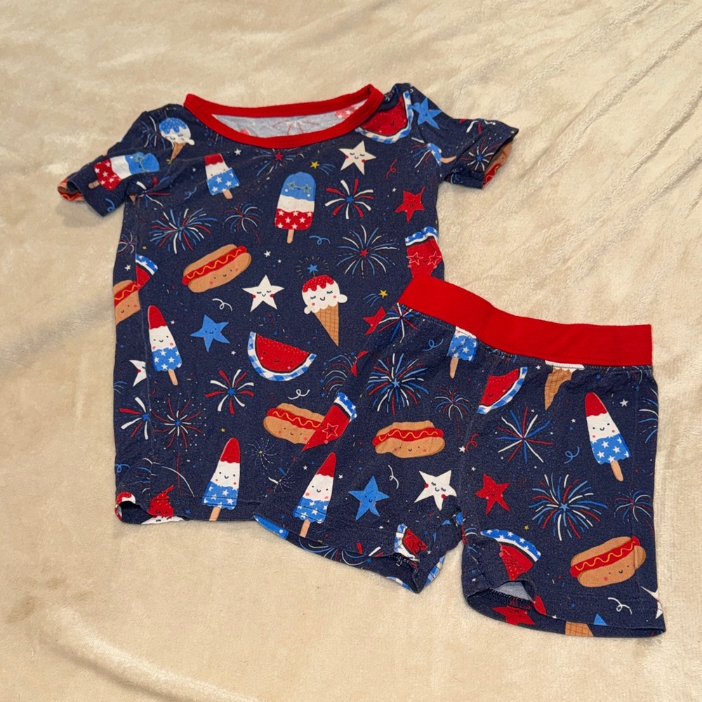 Little Sleepies Rocket and Treats Pajama Set - Navy and Red